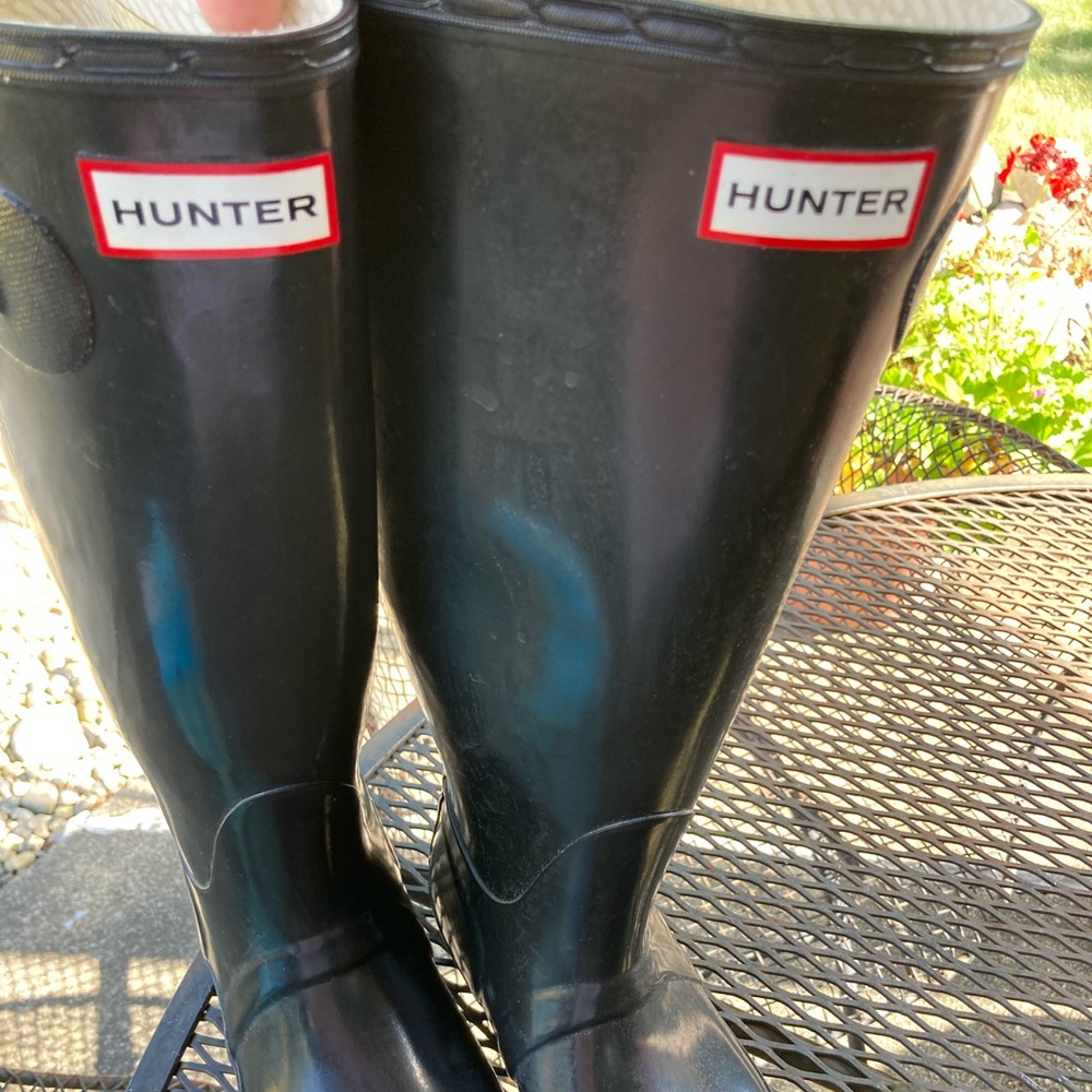 Hunter tall rain boots high gloss